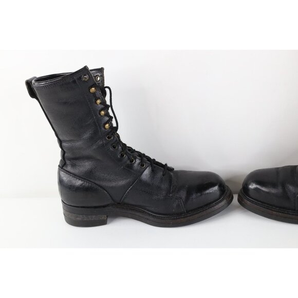 Vtg 70s 80s USGI Military Mens 8.5 W Leather Combat Boots Black USA Steel Toe main image 4